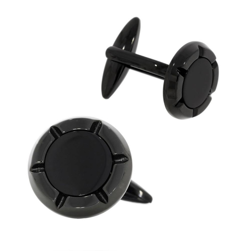 Boutons de manchettes Excellence Acier 316L & Onyx